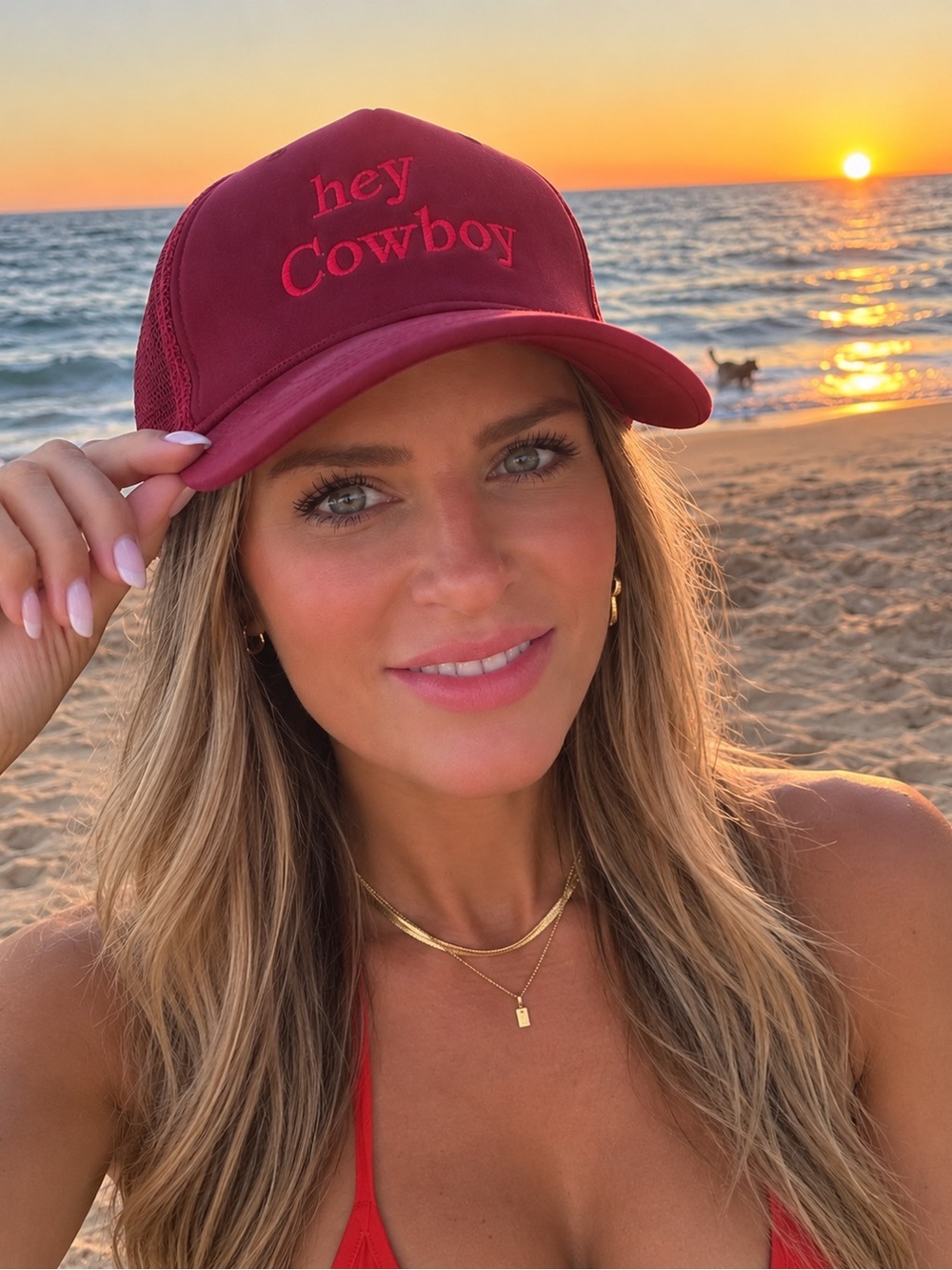 Hey Cowboy Maroon Women's Trucker Hat